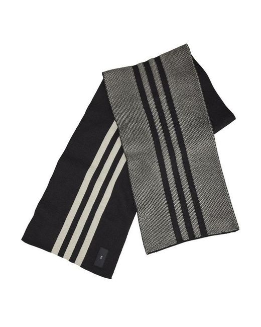 Y-3 Black Stripe Midweight Scarf for men