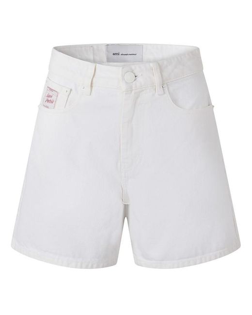 AMI White Denim Shorts