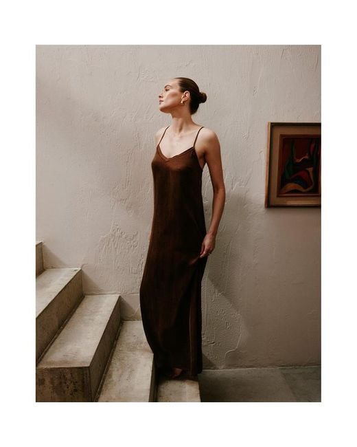Nudea Brown Eco-Luxe Maxi Slip Dress