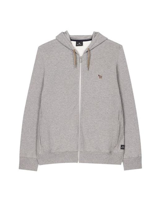 Paul Smith Gray Full-Zip Zebra Logo Hoodie for men