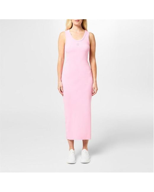 HUGO Pink Nalimera Logo Midi Dress
