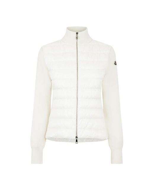 Moncler White Down Padded Funnel Neck Long Sleeve Hybrid Jacket