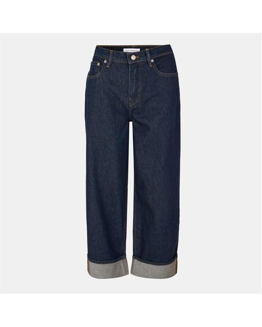 GOOD AMERICAN Blue Baggy Cuffed Wide Leg Jeans