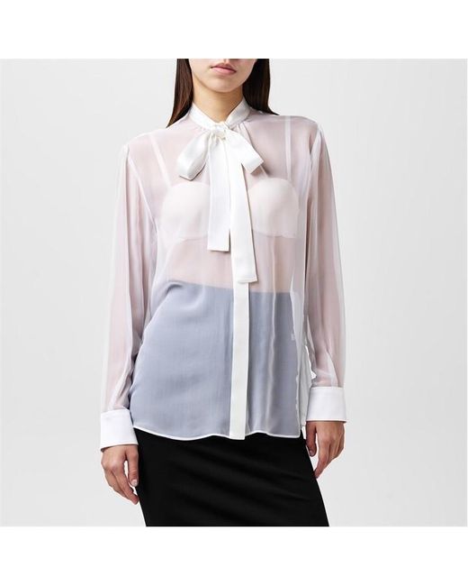 Dolce & Gabbana White Sheer Bow Blouse