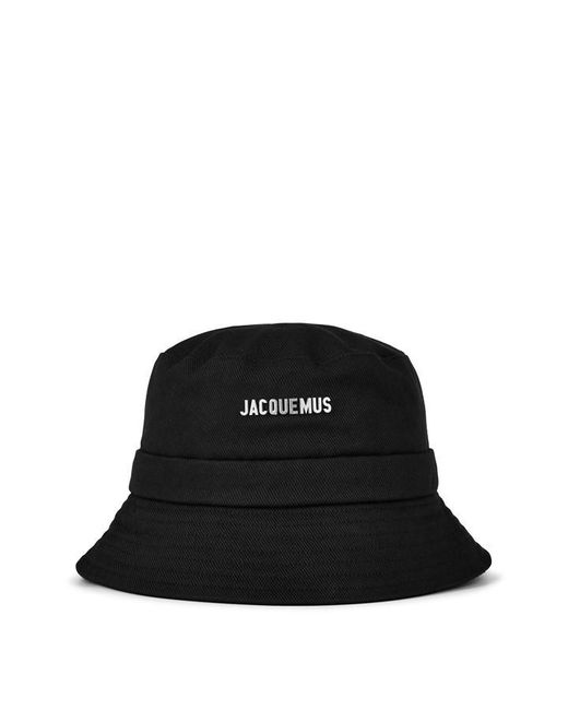 Jacquemus Black Le Bob Gadjo Brand-Plaque Cotton Bucket Hat for men