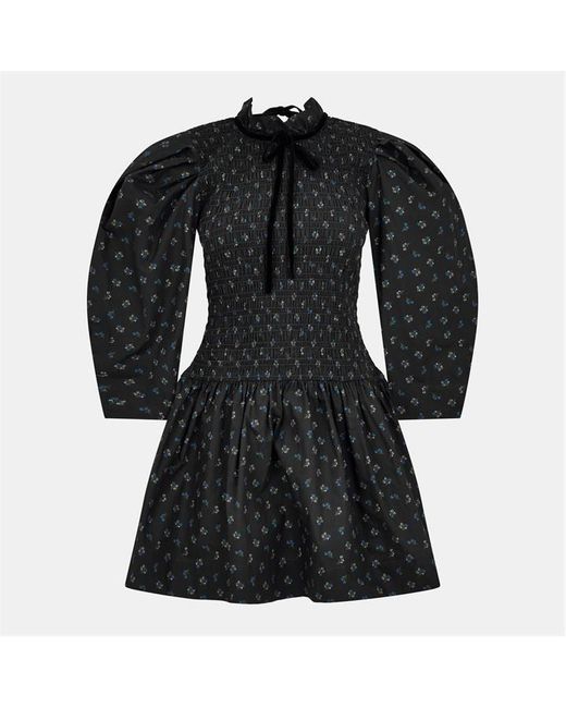Ganni Black Smock Mini Dress