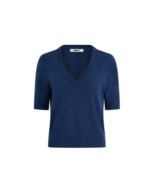 DKNY Blue Nk Lace Trim Ld64