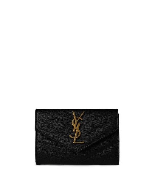 Saint Laurent Black Cassandre Mattelassé Small Envelope Wallet