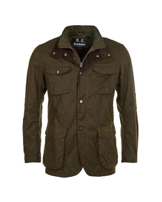 Barbour Green Ogston Waxed Cotton Quilted Relaxed Fit Wax Jacket for men