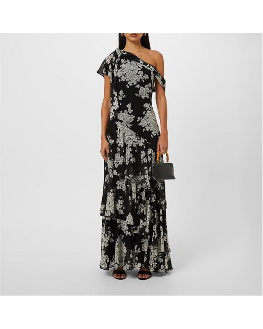 Ralph Lauren Floral Georgette One Shoulder Gown in Black Lyst UK