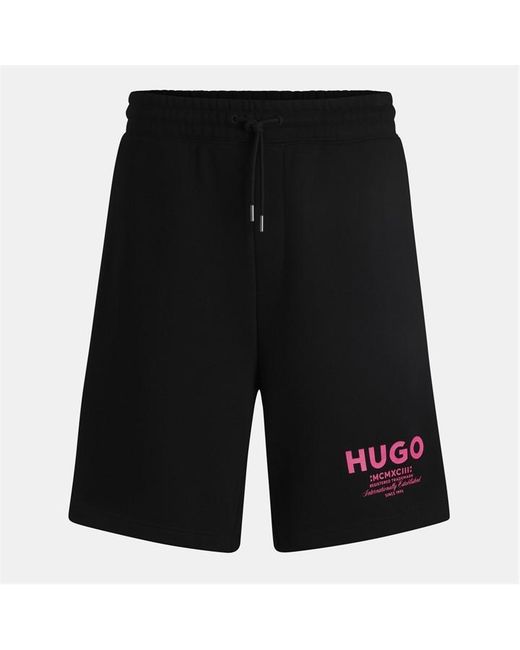 HUGO Black Nomario Fleece Jogger Shorts for men