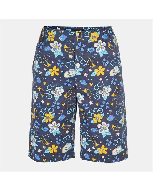 Gucci Blue Silk Chino Shorts for men