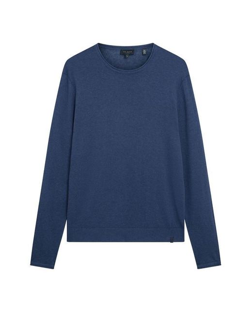 Ted Baker Blue Linen Blend Crew Neck Jumper for men