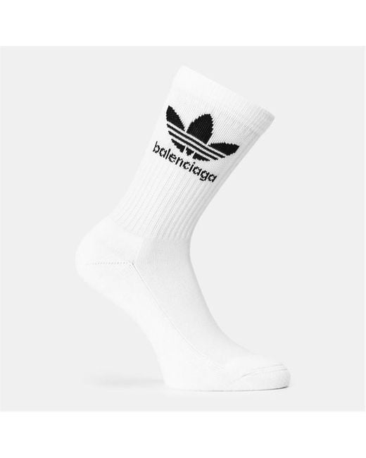Balenciaga White Knit Crew Socks