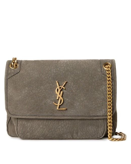 Saint Laurent Gray Nubuck Niki Shoulder Bag