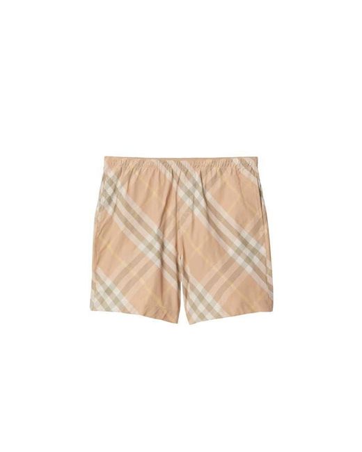 Burberry Natural Checked Swim Shorts for men