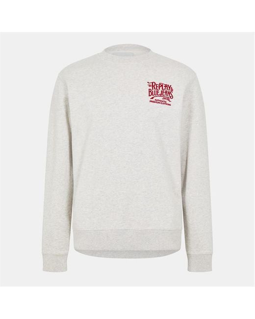 Replay Gray Relaxed Fit Crew Sweatshirt for men