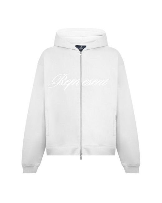 Represent Pink Rep Script Logo Zipped Hoodie, Soft Cotton for men