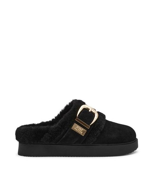 Steve Madden Black Cosy Up Flat Mule