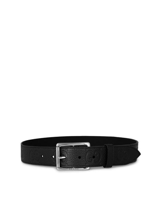 Gucci Black gg Rubber Effect Leather Belt for men