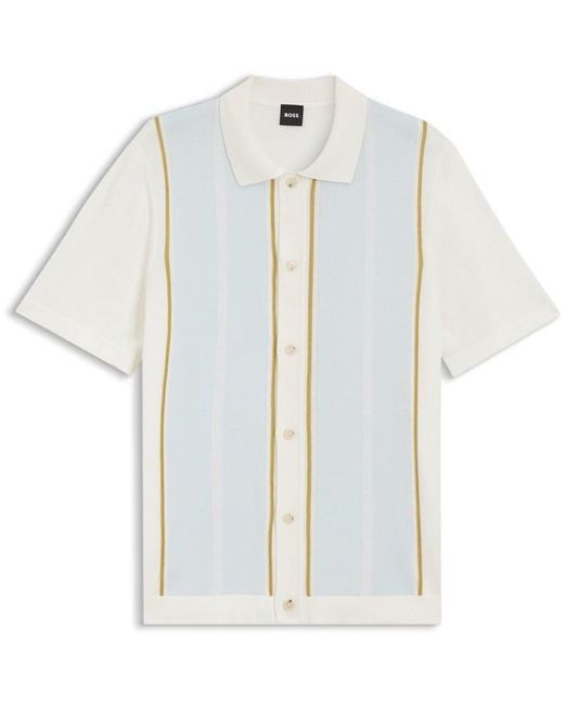 Boss Blue Patterned Short Sleeve Shirt for men