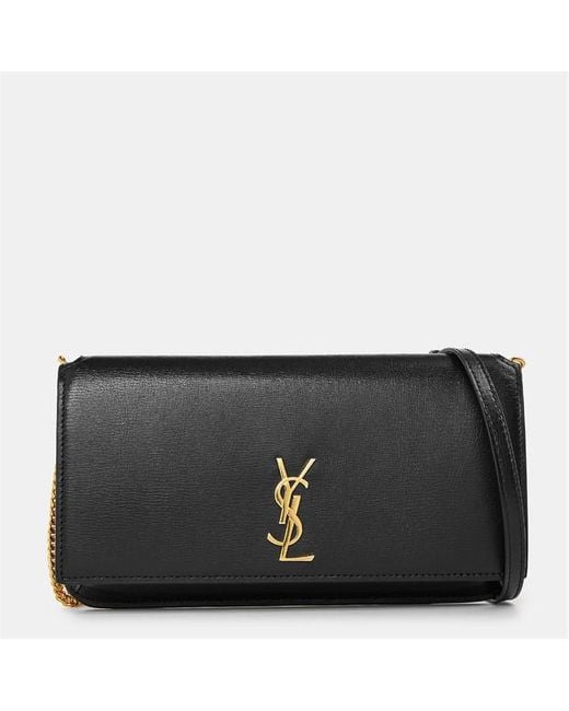 Saint Laurent Black Cassandre Phone Holder Wallet On Chain