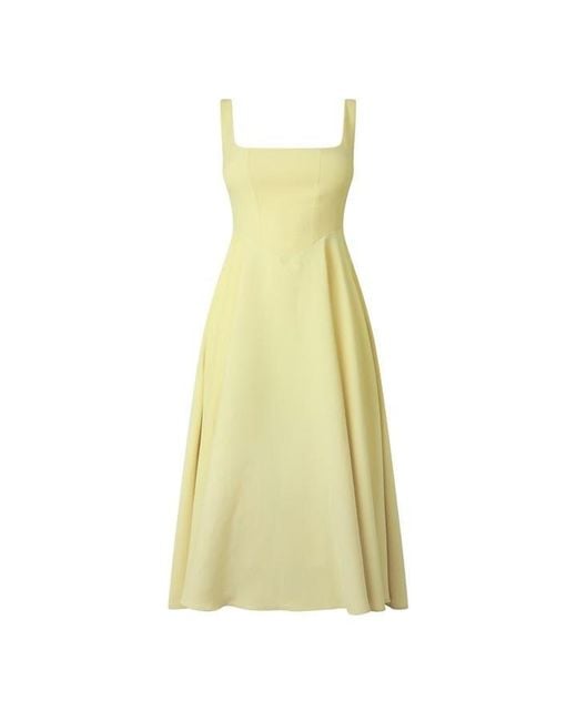 Odd Muse Yellow The Ultimate Muse High Waist Square Neck Midi Dress