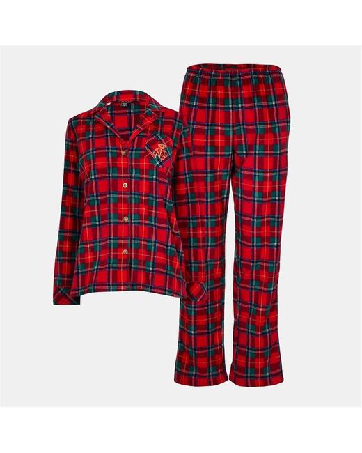 Ralph Lauren Red Fleece Long Sleeve Pyjama Sets