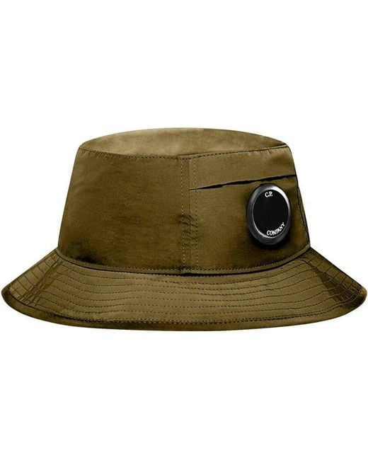 C P Company Green Chrome Lens Detail Bucket Hat for men