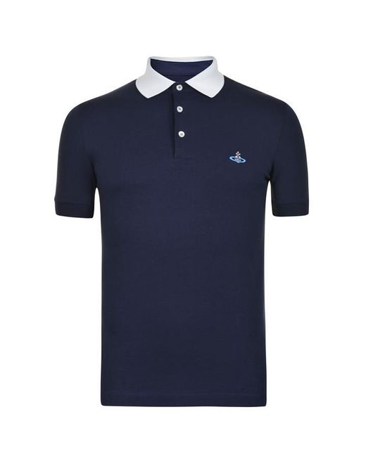Vivienne Westwood Blue Contrasting Collar Polo Shirt for men