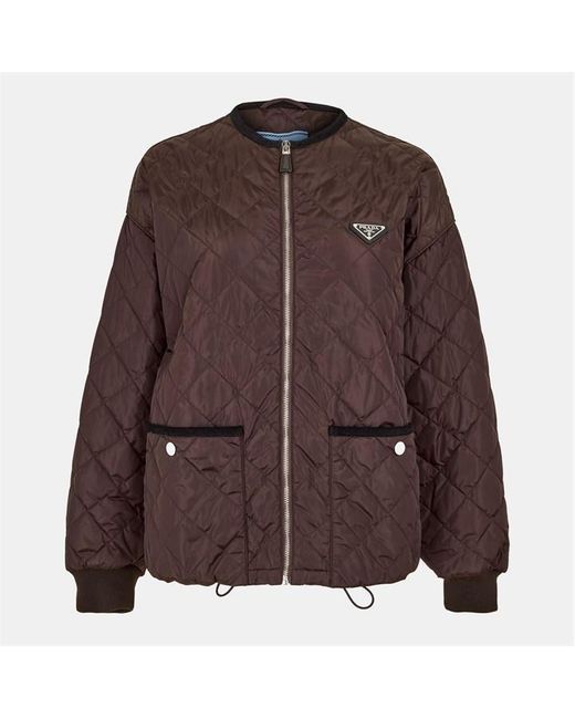Prada Brown Quilted Structured Fit Quilted Jacket
