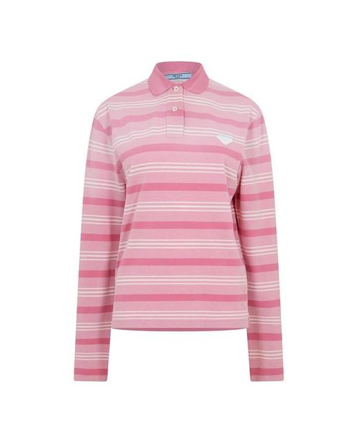 Prada Pink Stripe Long Sleeve T-Shirt
