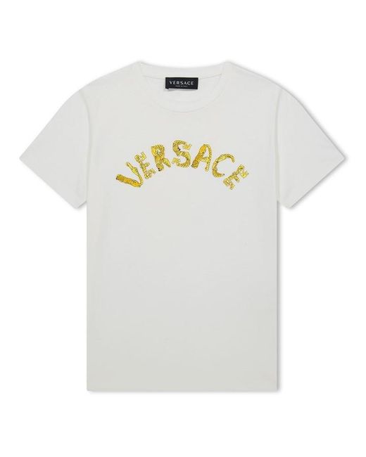 Versace White Children'S Seashell Logo T-Shirt