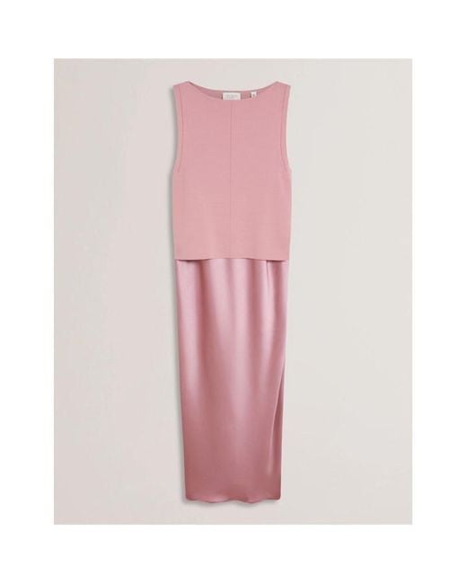 Ted Baker Pink Knitted Satin Slip Dress