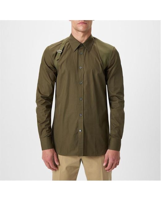 Alexander McQueen Green Military Harness Shirt for men