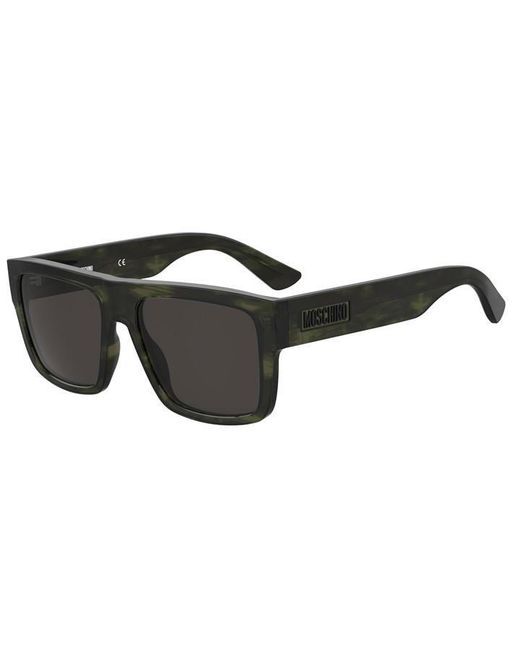 Moschino Couture Black Rect Top Round Sunglasses for men