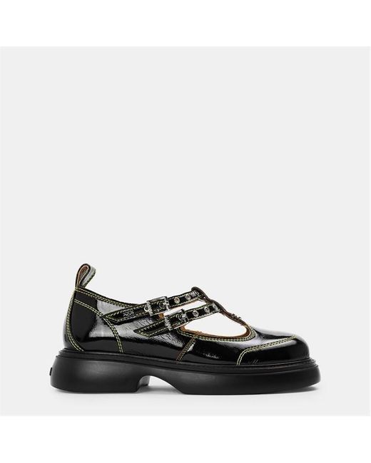 Ganni Black Jane Leather Mary Janes