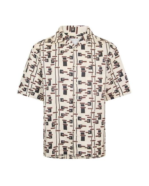 Prada White Patterned Short Sleeve Shirt for men