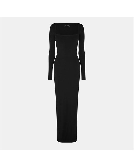 Naked Wardrobe Black Square Neck Sculpt Maxi Dress