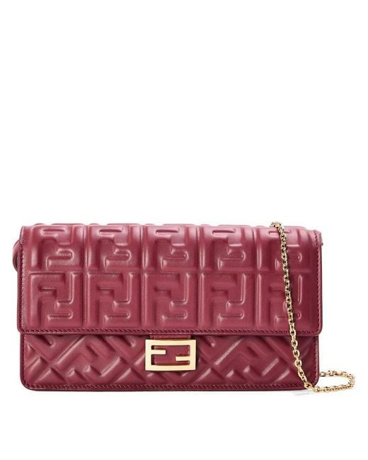 Fendi Red Leather Baguette