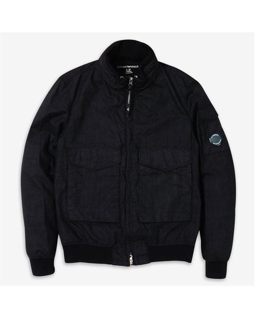 C P Company Black X Emporio Armani Wool Gum Bomber Jacket for men