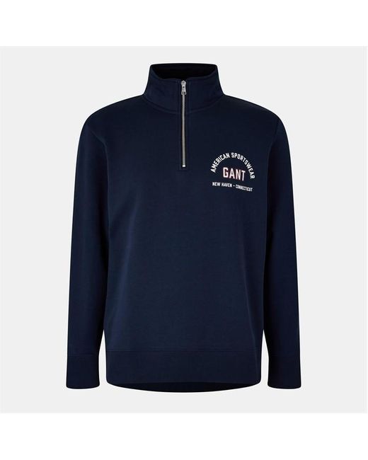 Gant Blue ¼ Zip Fleece Jumper for men