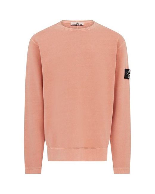 Stone Island Pink Cotton Loop Crewneck Sweatshirt for men