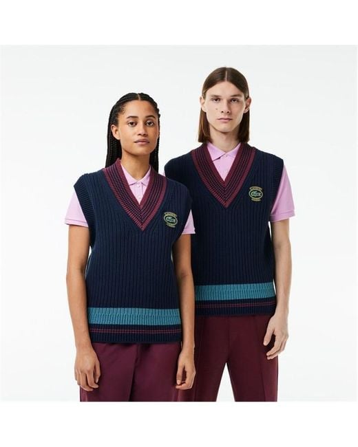 Lacoste Blue Heavy Cotton Badge Accent Tennis Sweater for men