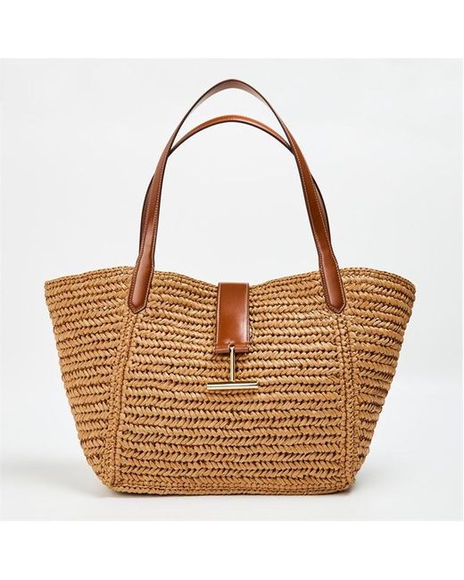 Tom Ford Brown Medium Tara Raffia Tote Bag