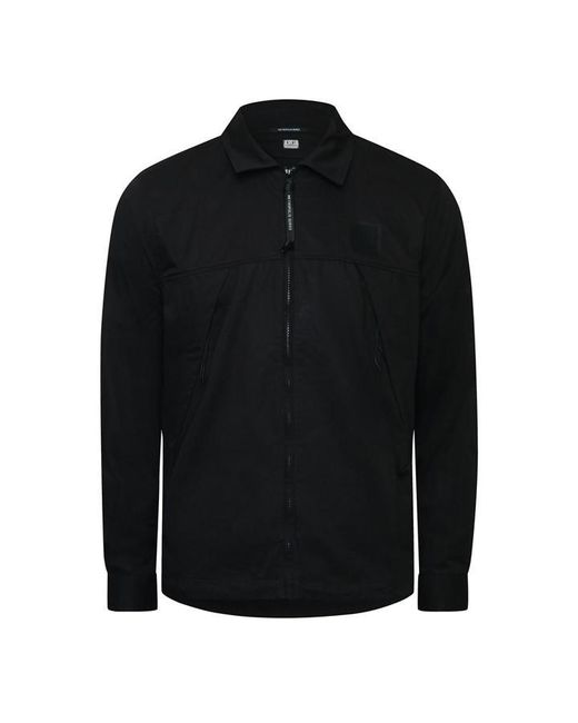 C P Company Black Metropolis Series Gabardine Zip Overshirt for men