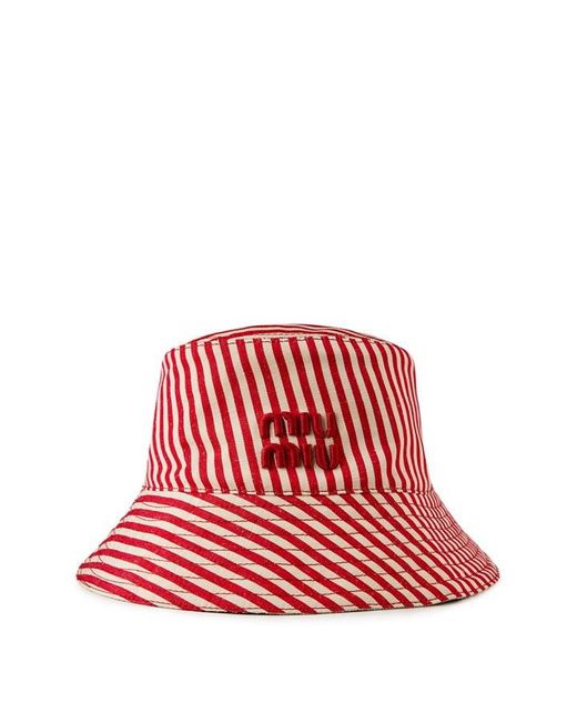 Miu Miu Red Reversible Bucket Hat With Pouch