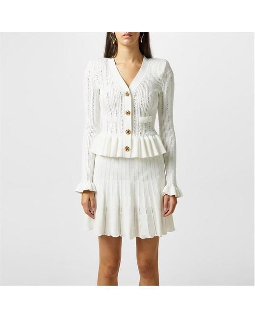 self portrait white knit peplum mini dress Self-Portrait in Allessia