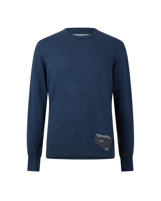 Maison Margiela Blue Mended Patch Sweater for men