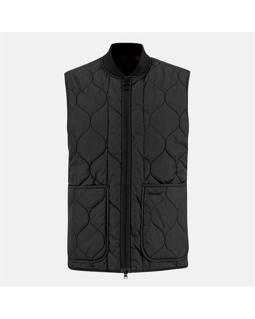 Barbour Black Re-Engineered Utility Liddesdale Quilted Full Zip Sleeveless Gilet for men